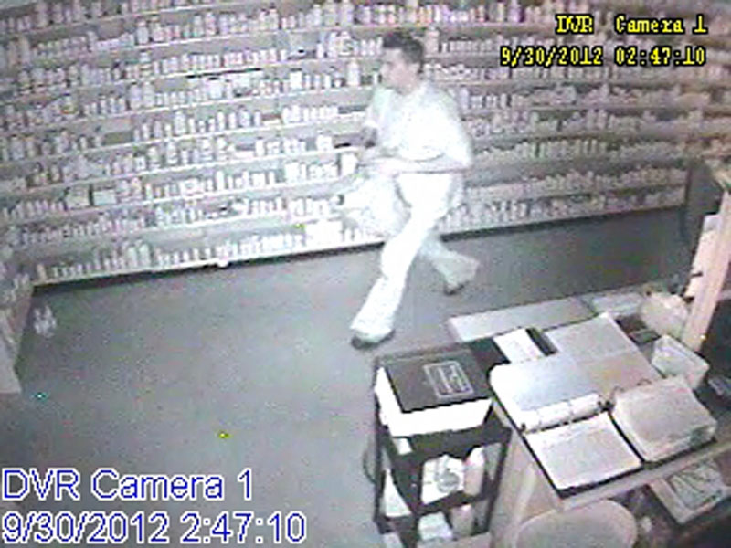 A video image of a burglary suspect at a Unity pharmacy.