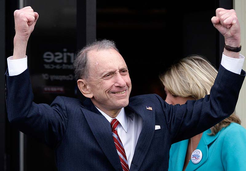 In this May 17, 2010 file photo, Sen. Arlen Specter, D-Pa. campaigns in New Cumberland, Pa. Former U.S. Sen. Arlen Specter, longtime Senate moderate and architect of one-bullet theory in JFK death, died Sunday. He was 82.
