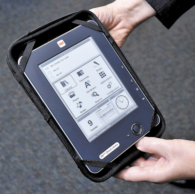 This is a 3M tablet, similar to the iPad or Kindle, that will be able to download e-books at the Scarborough Public Library and stay in touch with the "cloud," so it can sync with other computer like devices.