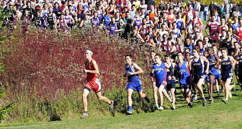 Gardiner’s Christian Heath took off to an early lead during the Kennebec Valley Athletic Conference Cross Country Championships on Saturday morning at Cony High School in Augusta. Heath finished second in the Class B race with a time of 17 minutes, 10.3 seconds.