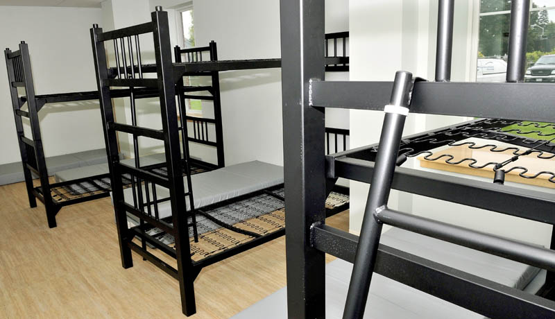 One of the women’s dormitory sleeping rooms at the new Mid-Maine Homeless Shelter.