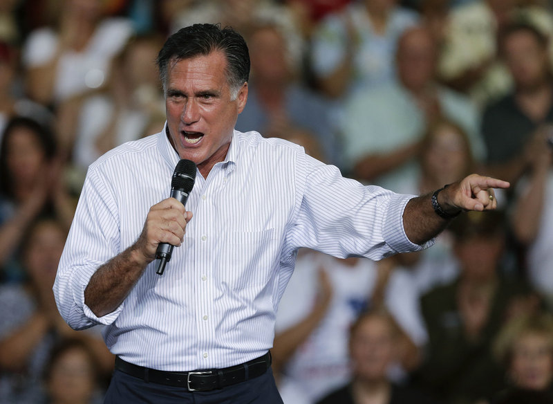 Republican presidential candidate Mitt Romney accused Vice President Joe Biden on Friday of "doubling down on denial" in a dispute over security at a diplomatic post in Libya that was overrun by terrorists on Sept. 11.