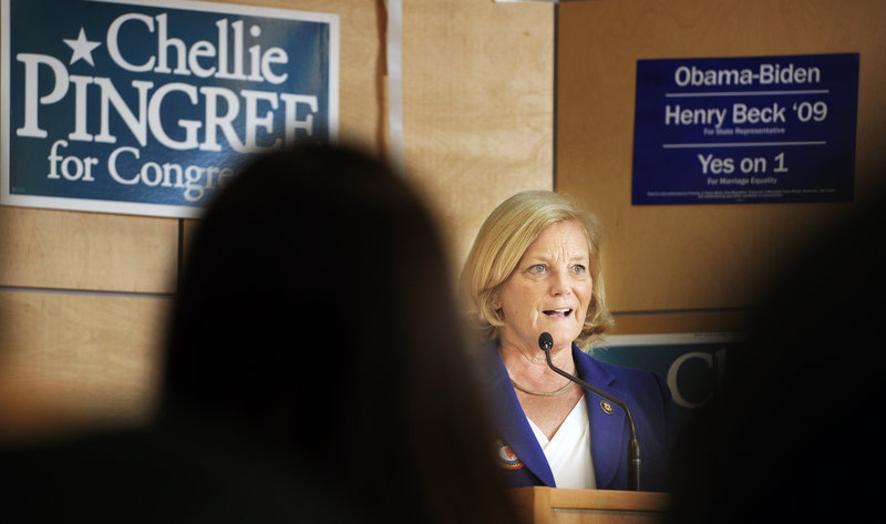 U.S. Rep. Chellie Pingree speaks at a get-out-the-vote event at the Pugh Center at Colby College on Friday. “Most people know me, so they’ll either say ‘Yeah, I’m in favor of keeping her' or 'No, it’s time to go,’” she said.