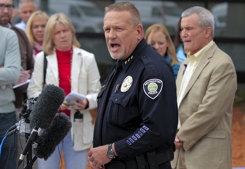Westminster Police Chief Lee Birk announces the arrest Wednesday of Austin Reed Sigg, 17, in the death of Jessica Ridgeway.