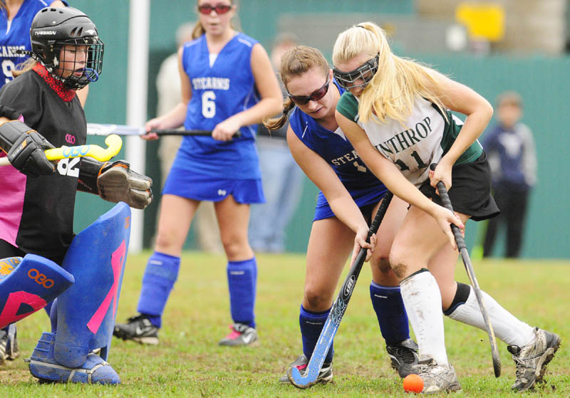 TITLE ON THE LINE: Rachel Ingram, right, and the Winthrop field hockey team face Dexter in the Eastern Maine Class C regional final today at Hampden Academy.