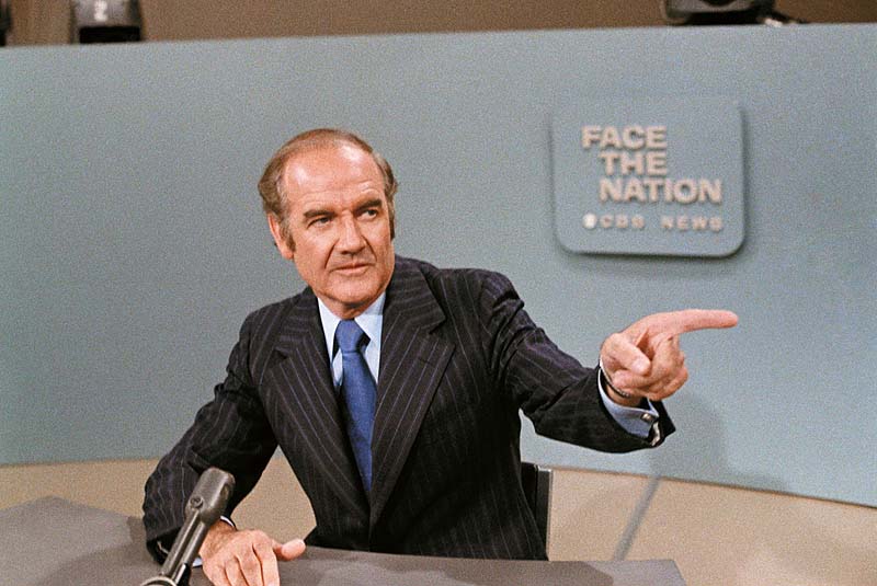In this photo taken May 28, 1972, U.S. Sen. George McGovern, D-S.D., is shown on TV 's "Face the Nation."
