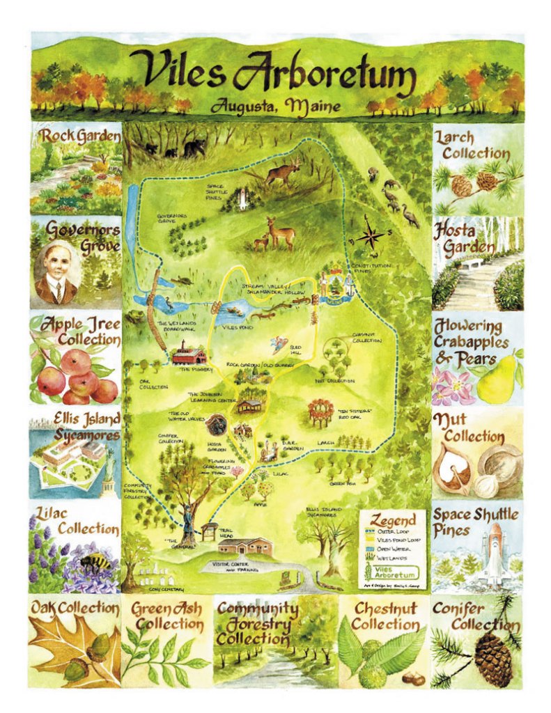 LOOK AROUND: This map of the Viles Arboretum, by Emily Camp, highlights many of the attractions at the Arboretum.