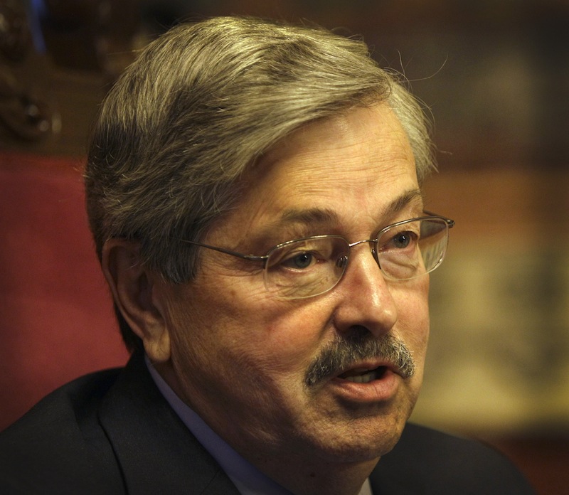 Iowa Gov. Terry Branstad speaks during an interview with The Associated Press, in this May 11, 2011 file photo taken in Des Moines, Iowa. The Iowa straw poll has devolved into a full-blown sideshow, Branstad and other critics contend. They say it's an unfair and false test that has felled good candidates and kept others from competing in the state. The poll, which morphed over the decades into a closely watched early test of caucus campaign strength, had "outlived its usefulness," Branstad told The Wall Street Journal Tuesday Nov. 20, 2012. (AP Photo/Charlie Neibergall, File)