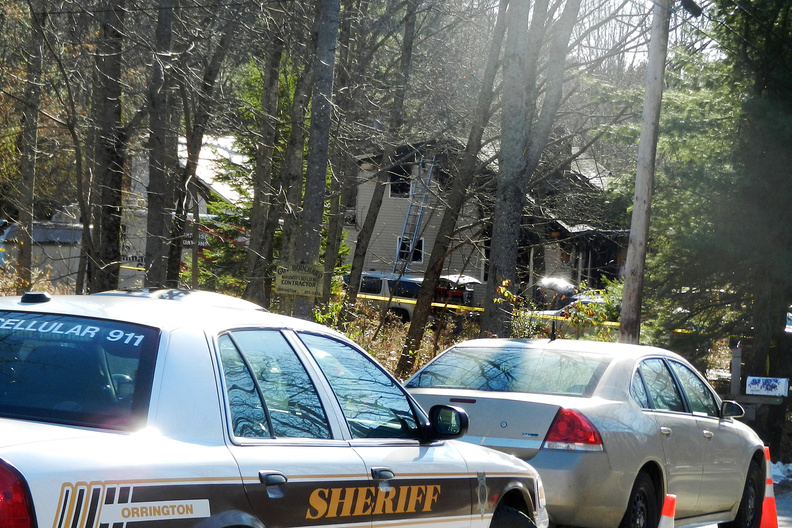 Authorities converge at a home where a fire killed four people on Dow Road in Orrington on Saturday.