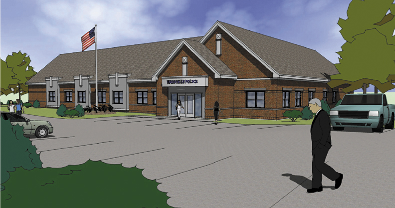 An artist's conception of the proposed Waterville police department.