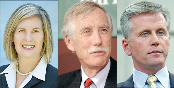 U.S. Senate candidates: Democrat Cynthia Dill, independent Angus King and Republican Charlie Summers. candidate Dill