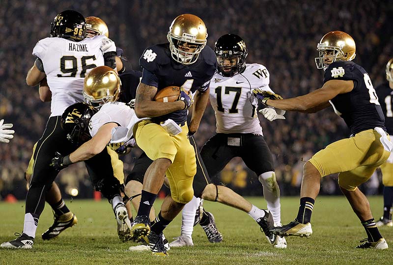 Notre Dame running back George Atkinson III scores a touchdown against Wake Forest Saturday in South Bend, Ind. Notre Dame defeated Wake Forest 38-0 and on Sunday was selected the top team in the AP Top 25 poll for the first time in 19 years.