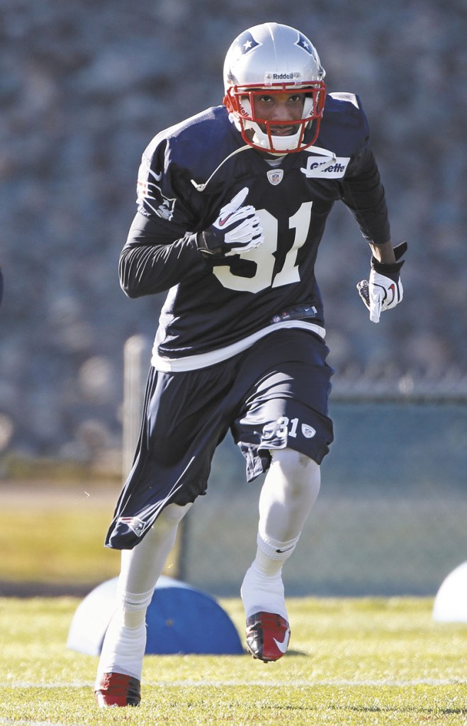 WELCOME TO TOWN: Newly acquired New England Patriots cornerback Aqib Talib practices Wednesday in Foxborough, Mass. Talib was acquired in a trade with the Tampa Bay Buccaneers. Gillette Stadium