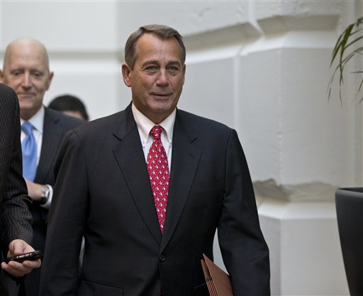 Speaker of the House John Boehner, R-Ohio, arrives for a closed-door meeting with House Republicans as he negotiates with President Obama to avert the fiscal cliff, at the U.S. Capitol on Tuesday.