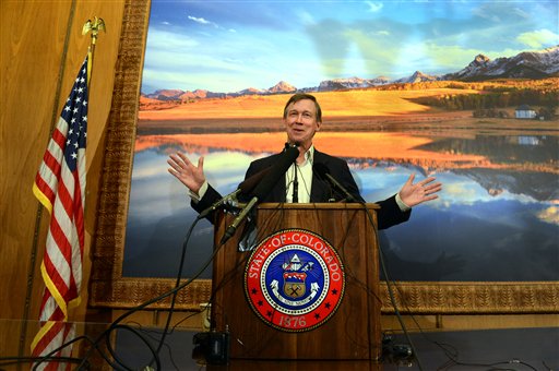 Gov. John Hickenlooper talks about Amendment 64 in Denver on Monday. Marijuana for recreational is now legal in Colorado.