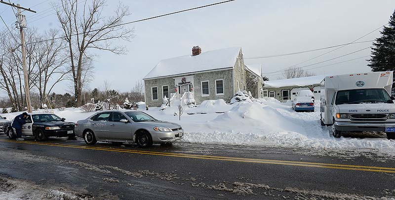 Police are on the scene Sunday at 17 Sokokis Road in Biddeford, where a shooting took place Saturday night.