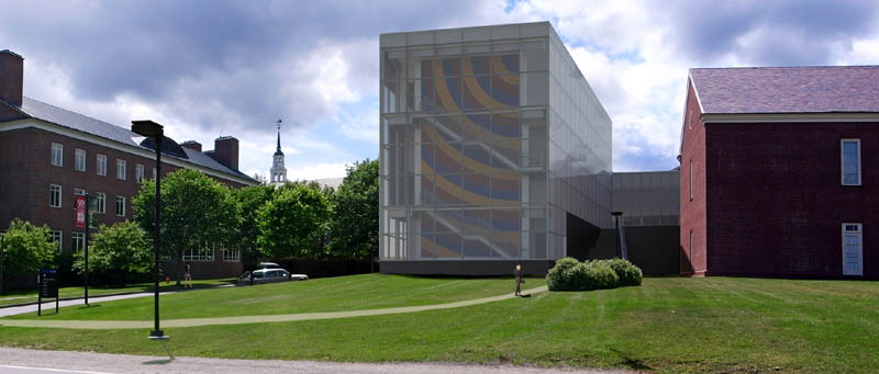 An artist's concept of how the Alfond-Lunder Family Pavilion, in middle, will look when the addition to the Colby College Museum of Art is finished in 2013.
