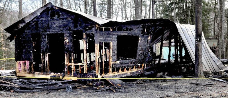 A camp located on a wooded section of the Notch Road in Skowhegan was destroyed by fire on Saturday.