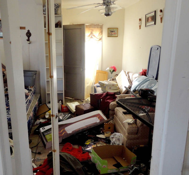 Damage inside a Pine Street home in Waterville.