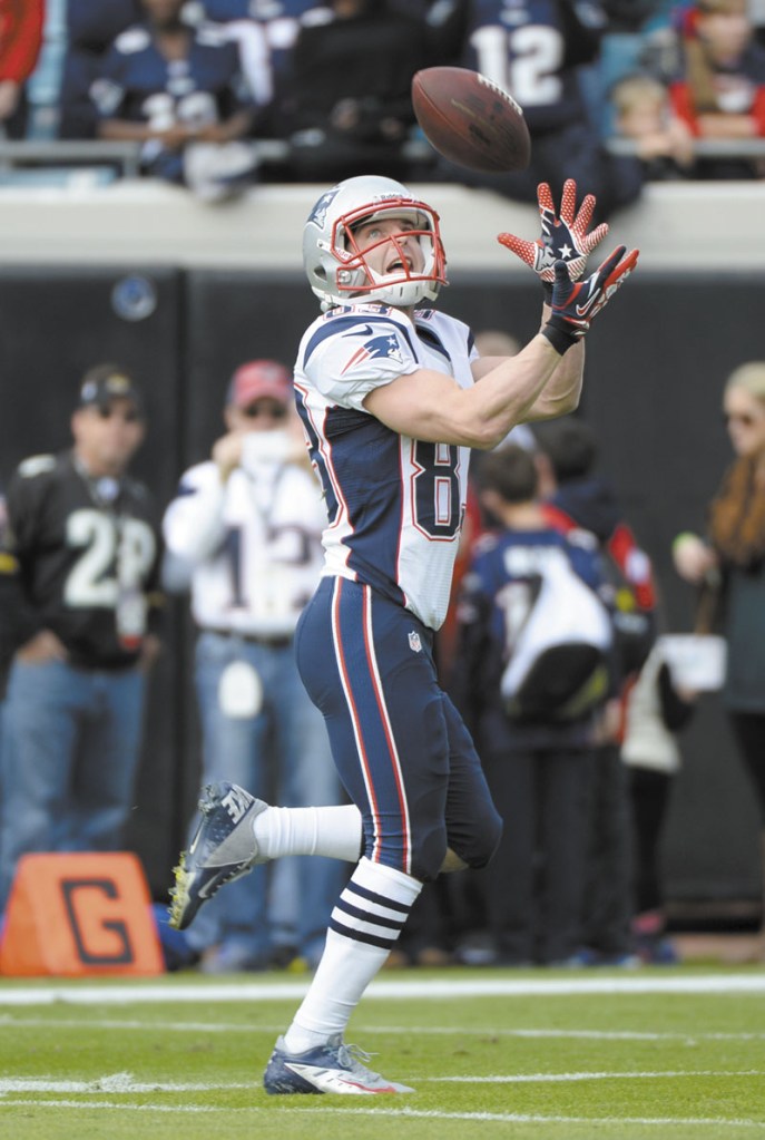EYES ON THE PRIZE: Wes Welker and the New England Patriots could end up in any of the top four spots in the AFC playoffs depending on what happens in today’s games. The Patriots face the Miami Dolphins in Foxborough, Mass. this afternoon.