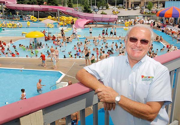 Gregory Rec/Staff Photographer Ken Cormier opened Funtown in 1967 and slowly expanded the park with new rides and a water park through the decades. Here, Cormier is photographed in Splashtown, the park's water-themed attraction, on Wednesday, July 2, 2008.