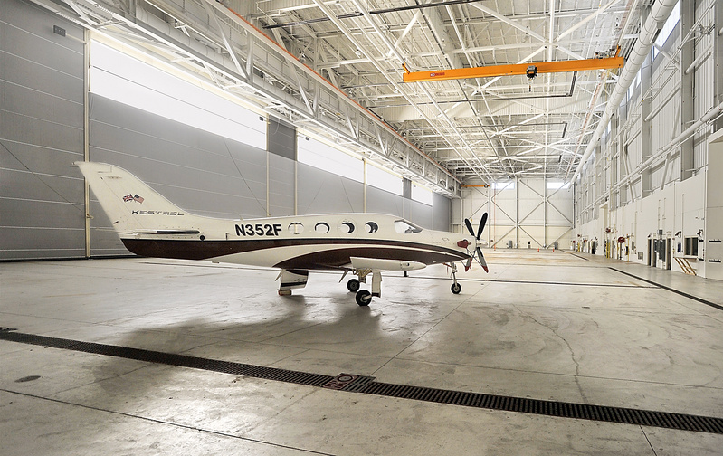 Kestrel Aircraft Co. is leasing hangar space at Brunswick Landing to manufacture turboprops like this one. The Midcoast Regional Redevelopment Authority has been paying Kestrel's property taxes under protest.