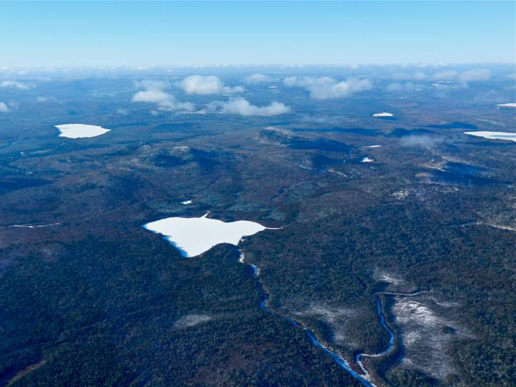 Bald Mountain, with Greenlaw Pond in the foreground, is owned by J.D. Irving Ltd., of New Brunswick, which is considering mining the property for gold, silver and copper deposits.
