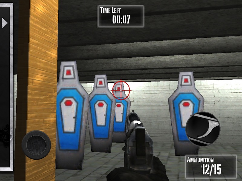 This is a screen grab of new shooting a game for mobile devices tied to the National Rifle Association. This game is no longer being labeled suitable for preschoolers. "NRA: Practice Range" changed its age recommendation Tuesday from 4 years and up to at least 12 years of age, with an added warning that the game depicts realistic violence. (AP Photo/MEDL Media)