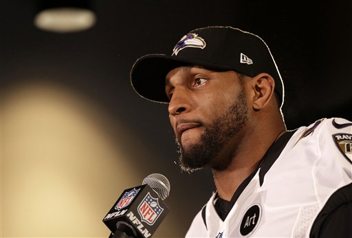 Baltimore Ravens linebacker Ray Lewis speaks at a Super Bowl XLVII news conference on Wednesday in New Orleans. The Ravens face the San Francisco 49ers in the Super Bowl on Sunday.