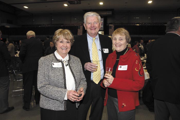 From left, Cherri Nelson of Doyle and Nelson, with Warren and Barbara Wilson, representing Pierce Atwood, at the Kennebec Valley Chamber of Commerce's annual awards banquet at the Augusta Civic Center on Friday night.