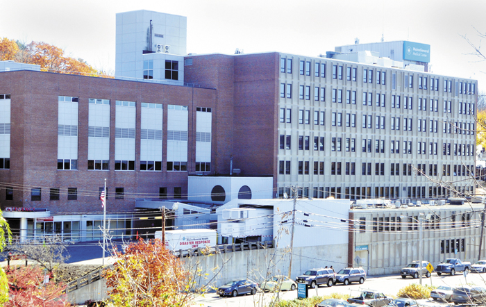 This Oct. 24 photo, taken from Memorial Bridge, shows the MaineGeneral hospital on East Chestnut Street in Augusta. Without a huge tax break, the building's new owner says he can't make a go of redeveloping the property, but councilors say some constituents are grumbling about giving such a big break to Augusta East Development Corp.