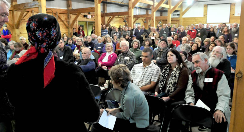 Beedy Parker was one of many people who spoke on Sunday, during a memorial service for Russell Libby, who was the executive director of the Maine Organic Farmers and Gardeners Association in Unity for 17 years. Libby, 56, died from cancer on Dec. 9.