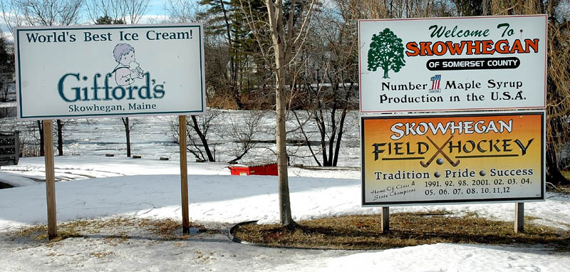 Signs celebrating Skowhegan successes have been in place for about four years. Selectmen want to adopt a policy controlling the size, location and number of signs placed along the roadside.