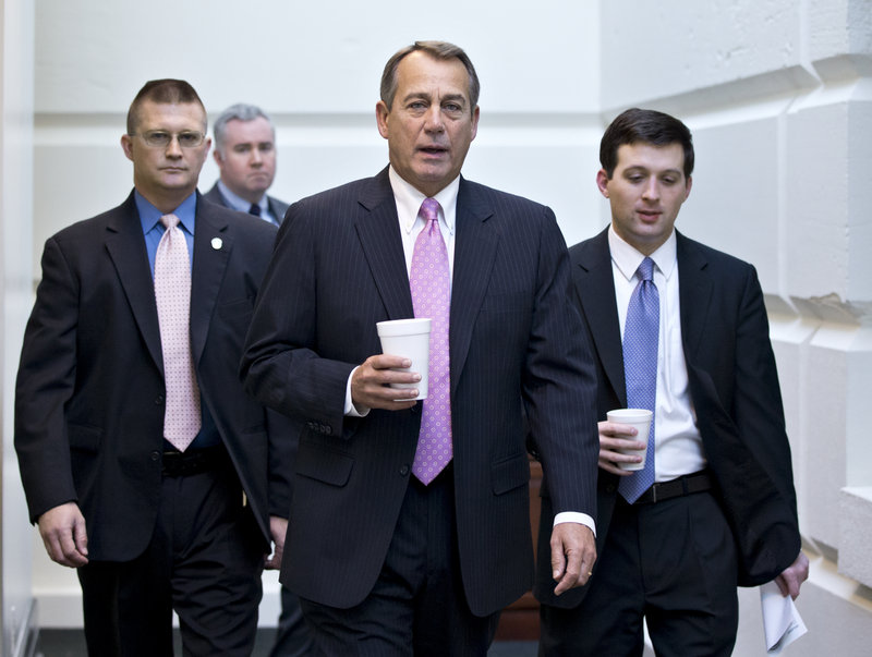 Speaker John Boehner, with other Republicans on Capitol Hill earlier this month, has told party members at a retreat that the House won’t act on gun control until the Senate does.