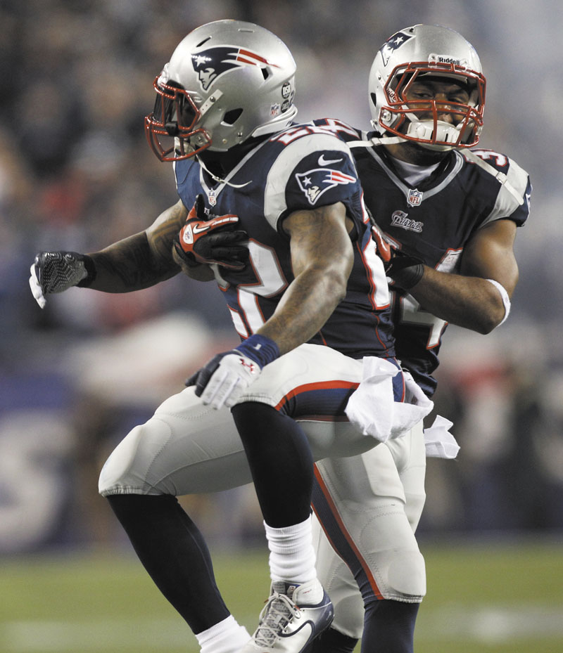 KEY PLAYERS: Running backs Stevan Ridley, left, and Shane Vereen, right, combined for four touchdowns in the Patriots’ win over last Sunday. They will need another big game against the Ravens in the AFC championship game if the Patriots are to advance to a second straight Super Bowl.