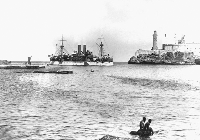 The USS Maine entering Havana Harbor, January 1898.