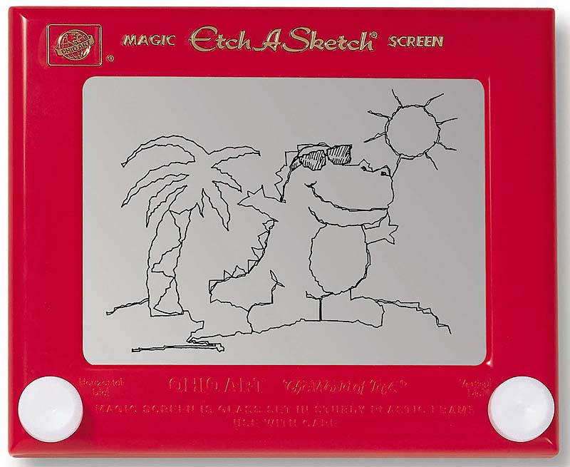 This undated photo provided by Ohio Art shows a classic Etch A Sketch which was introduced in 1960. The Ohio Art Co., based in Bryan, Ohio, says 86-year-old Andre Cassagnes, the inventor of the Etch A Sketch, died Jan. 16, 2013, in a Paris suburb. The cause wasn't disclosed on Saturday.