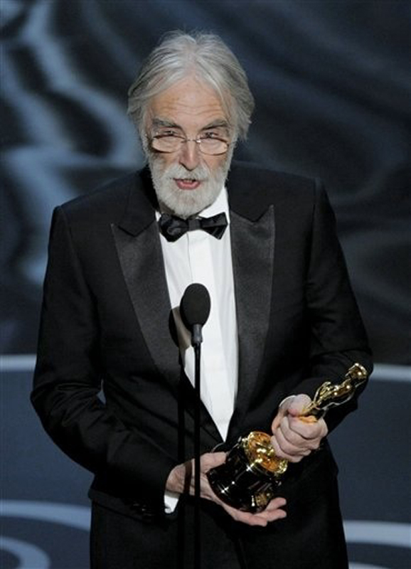 Michael Haneke accepts the award for best foreign language film for "Amour." Oscars;Oscar