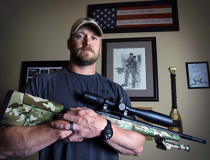 In this April 6, 2012, photo, former Navy SEAL and author of the book "American Sniper", Chris Kyle poses in Midlothian, Texas. A Texas sheriff has told local newspapers that Kyle has been fatally shot along with another man on a gun range on Saturday.