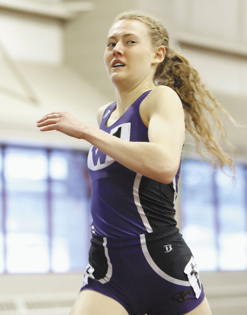Waterville Senior High School senior Bethanie Brown set the state record in the 1-mile and 2-mile run at the Class B state championship meet Monday in Lewiston.