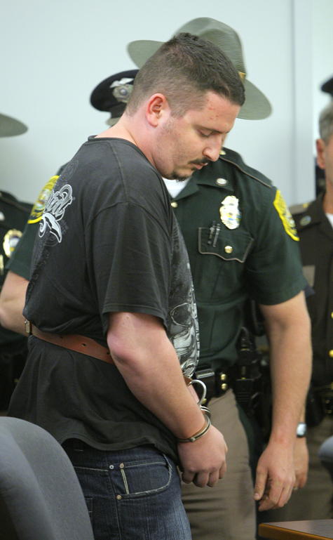 Anthony Papile is led into Ossipee District Court in Ossipee, N.H., on May 11, 2011, after he was arrested in connection with the death of Krista Dittmeyer.