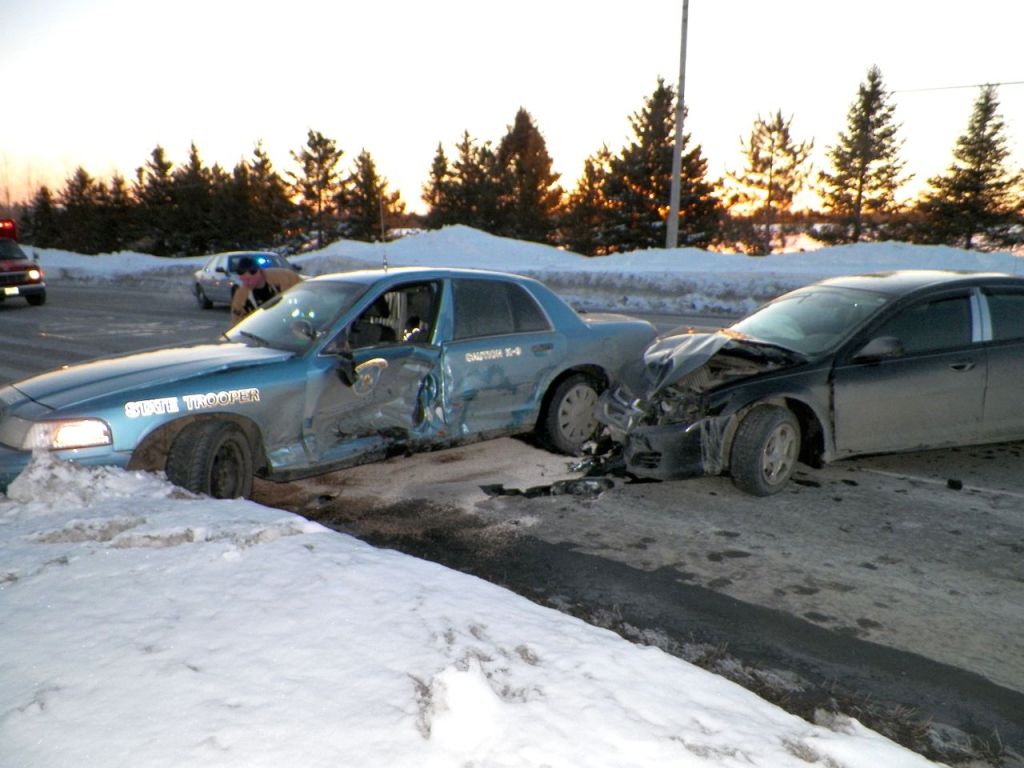 The scene after Monday's collision on Route 1 in Presque Isle. Photo provided by the Maine State Police.