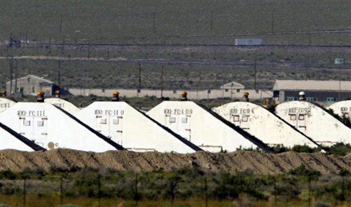 This 2005 photo shows storage bunkers at the Hawthorne Army Depot, where seven Marines from a North Carolina unit were killed and several injured in a training accident on Monday.