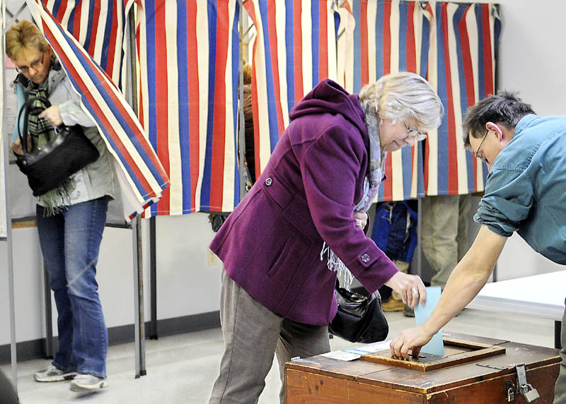 Pittston residents vote Monday at the town hall to elect selectmen.