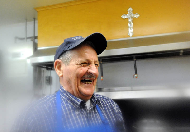 Don Reny is a longtime volunteer cook at the Notre Dame soup kitchen on Silver Street in Waterville.