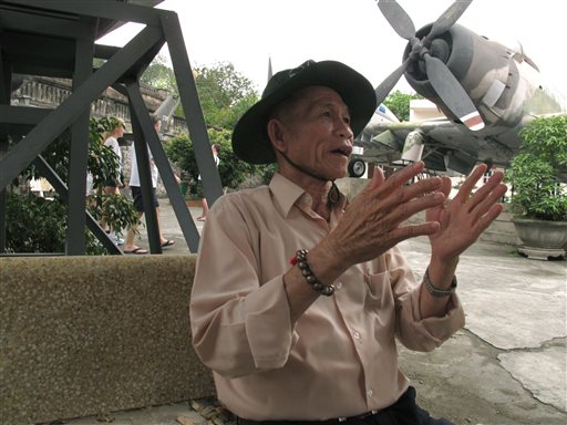 Vietnam war veteran Ho Van Minh talks about his experience as a North Vietnamese soldier during the war at the Vietnam Military History Museum in Hanoi on Thursday. The 77-year-old lost his right leg to a land mine while advancing on Saigon, just a month before that city fell.