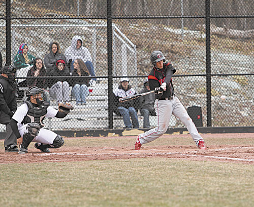 SWINGING AWAY: Thomas College’s Cody Vigue batted .341 with 29 RBIs last season. The Skowhegan Area High School graduate also had 18 extra base hits, including three home runs, and stole 10 bases. He also made only one error in center field.