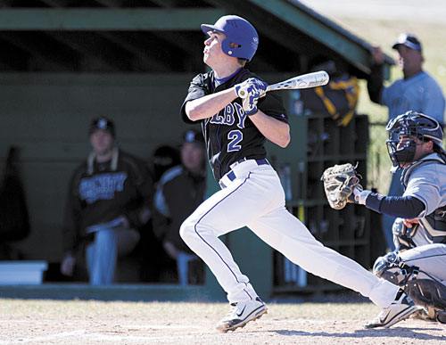 TIME TO GO: Colby College’s Luke Duncklee batted .356 with 11 RBIs and stealing 11 bases in 12 attempts. Duncklee, a Cony High School graduate, is returning from a broken fibula he suffered during football season.
