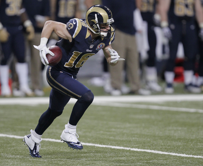 St. Louis Rams wide receiver Danny Amendola runs with the ball during a game against the Minnesota Vikings on Dec. 16, 2012, in St. Louis. Amendola has played in only 12 of the Rams' last 32 games and never has had more than 689 receiving yards in four NFL seasons.