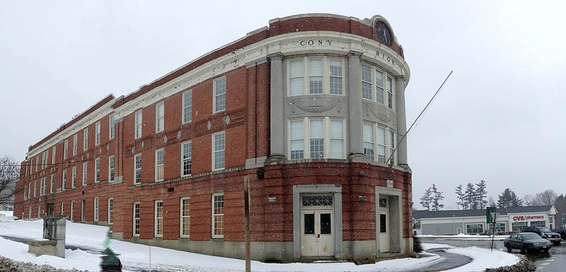 This photo taken on March 1 shows the Cony flatiron building in Augusta.